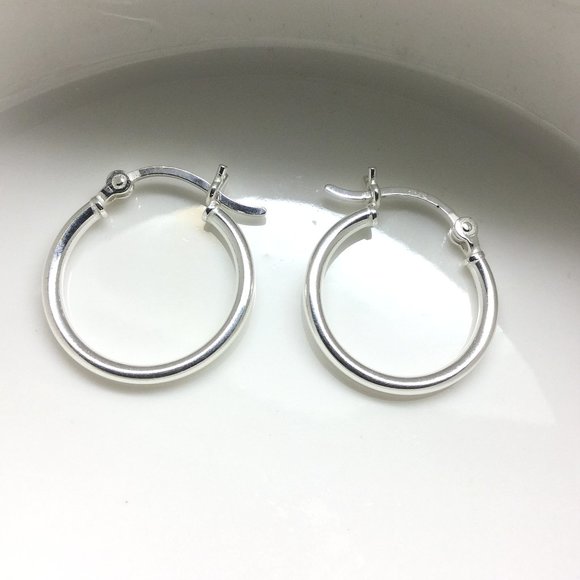 Sterling Silver Hoop Huggies Earrings - Picture 3 of 7